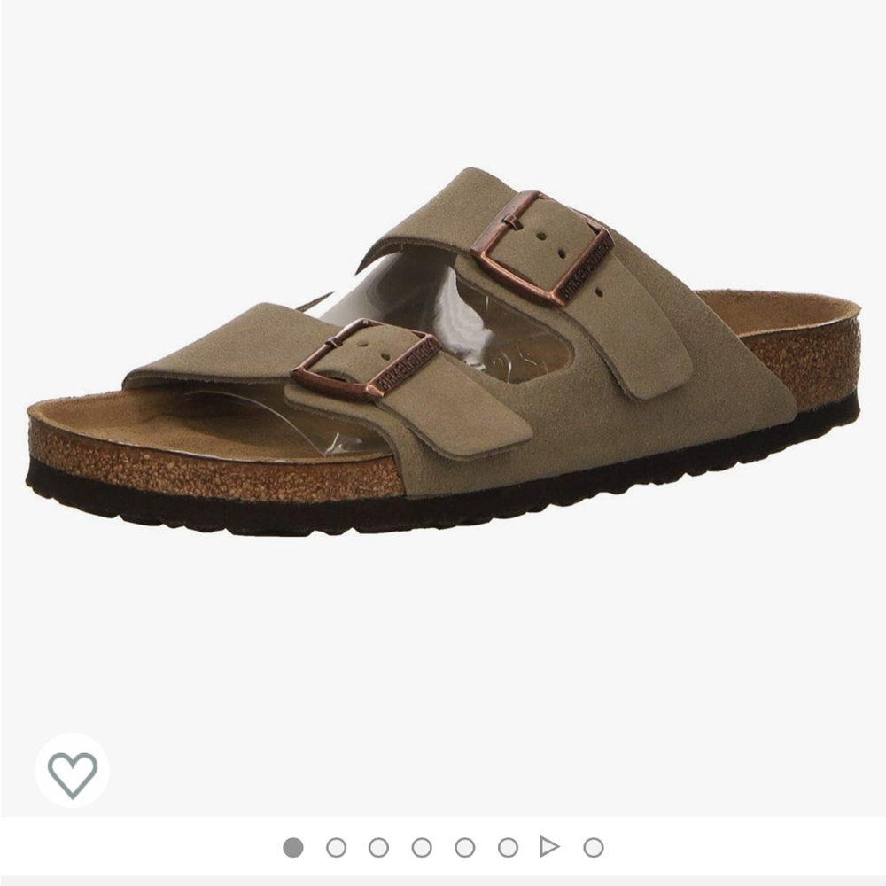 EUC Women's Sz 37 Birkenstock Arizona Suede Soft Footbed Sandal In Taupe